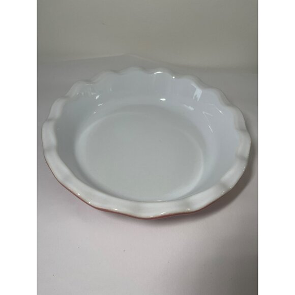Emile Henry Red Pie Dish Stoneware 9" x 2" Ruffled Edge Baking France - Picture 4 of 4